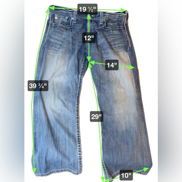 Big Star Jeans Mens 38x29 Voyager Straight Relaxed Whiskering Denim Buckle Baggy - Picture 10 of 10